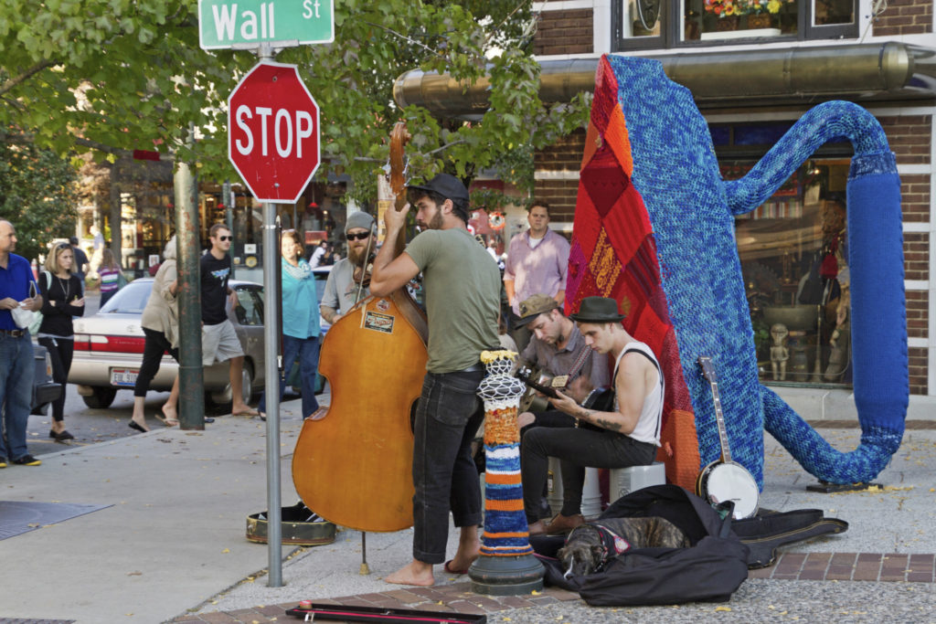 Buskers playing in Asheville, NC